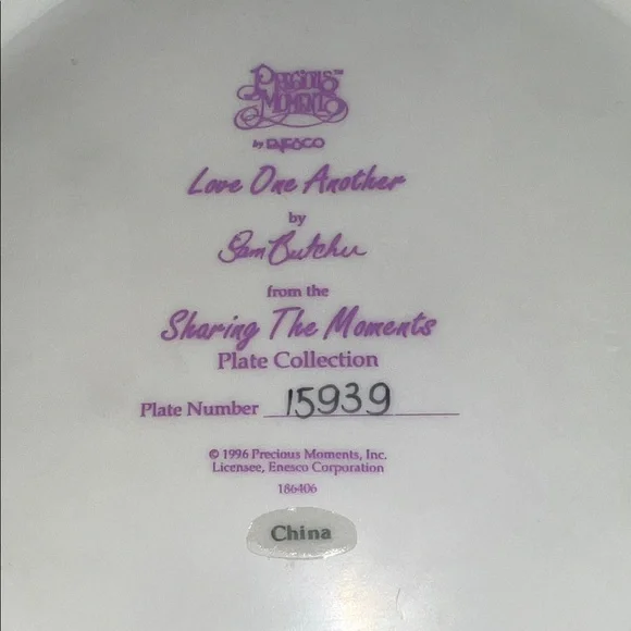 Precious Moments Love One Another Plate - Enesco - Picture 2 of 16